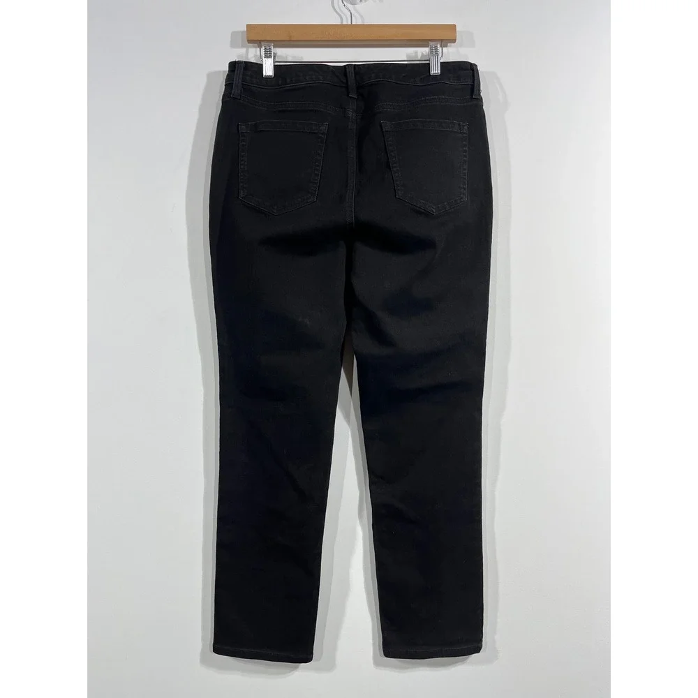 Charter Club Lexington Straight Leg Jeans Black Womens 16 Stretch Denim Mature